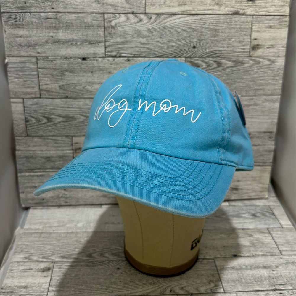Dog mom blue glittery baseball cap hat new